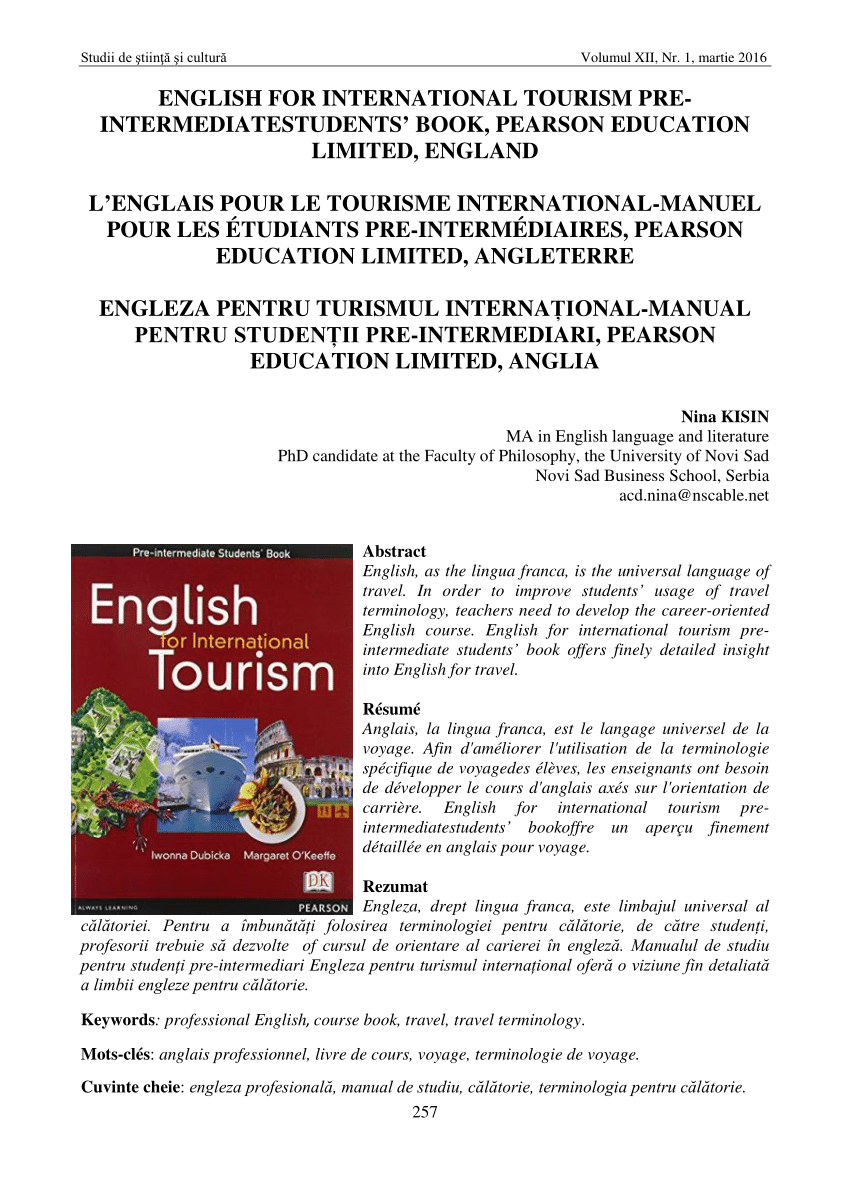 english for international tourism